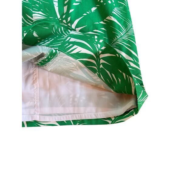 Talbots Palm Tree Leaf Green & White Tropical Print A-line Skirt Sz 14 - Picture 7 of 8